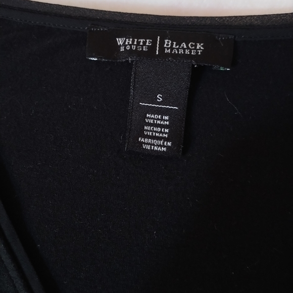 WHBM Black Faux Wrap black 3/4 sleeve top - Picture 5 of 7
